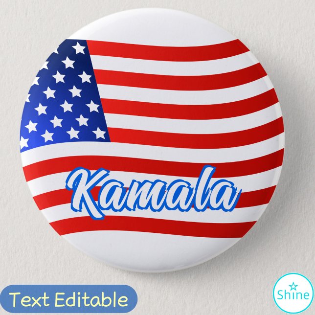 Bóton Redondo 5.08cm Kamala Harris para Presidente Elegante Script EUA  (Criador carregado)