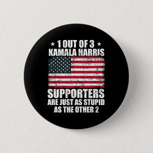 Bóton Redondo 5.08cm Kamala Harris Piada estúpida bandeira americana En