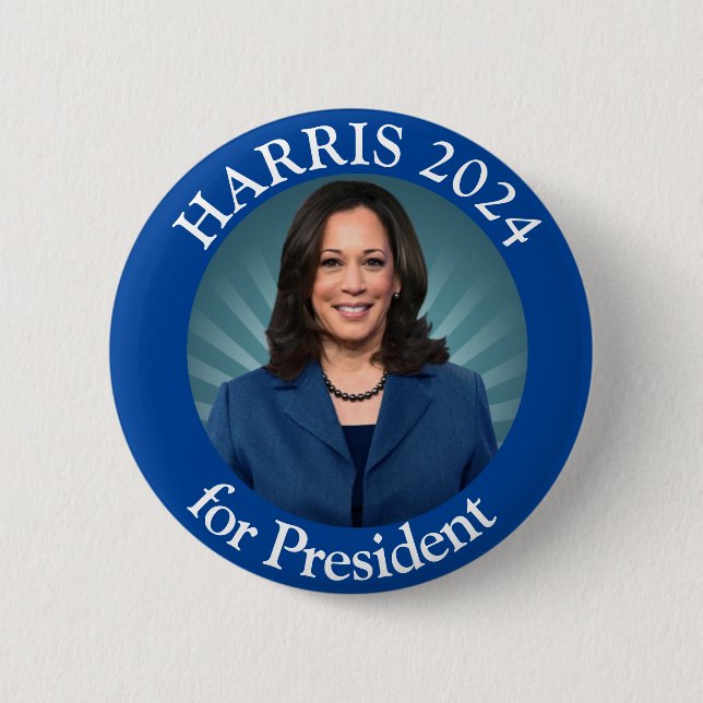 Bóton Redondo 5.08cm Kamala Harris Tim Walz 2024 Votação Democrata Pres (Frente)