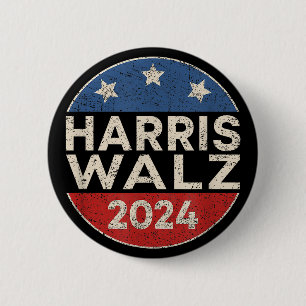Bóton Redondo 5.08cm Kamala Harris Tim Walz Valsa 2024 Retro homens mul