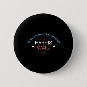 Bóton Redondo 5.08cm Kamala Harris Tim Wheimer 2024 Pessoas De Gato São