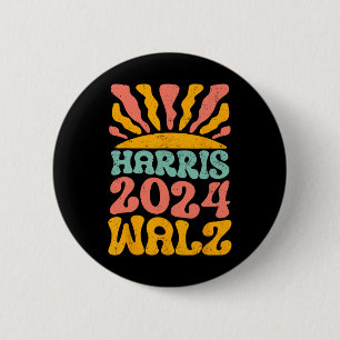 Bóton Redondo 5.08cm Kamala Harris Tim Wheimer 2024 Retro Cat Lady Fema
