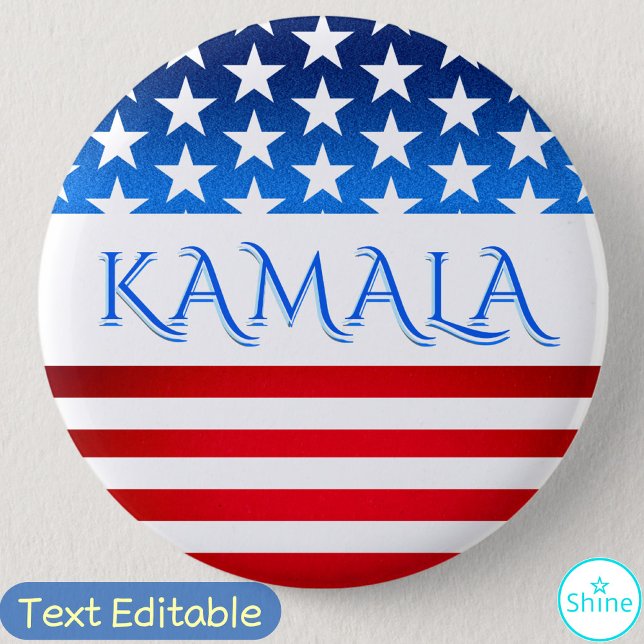 Bóton Redondo 5.08cm Kamala Harris USA Flag Democratas Personalizados T (Criador carregado)
