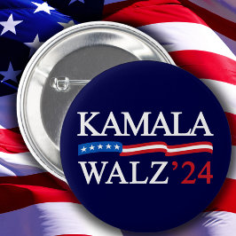 Bóton Redondo 5.08cm Kamala Harris Walz 2024 Obviamente Azul
