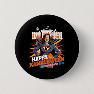 Bóton Redondo 5.08cm Kamalaween Kamala Harris Halloween Cat Ladies Witc