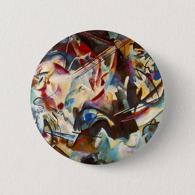 Bóton Redondo 5.08cm Kandinsky Composition VI Abstrato Pintura (Frente)