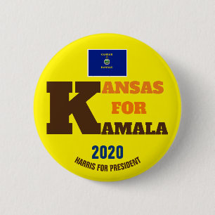 Bóton Redondo 5.08cm Kansas for Kamala Harris para Presidente 2020