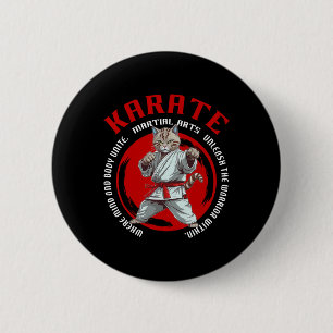 Bóton Redondo 5.08cm Karate Cat Warrior Arte Marcial Karate Cat Para Cr