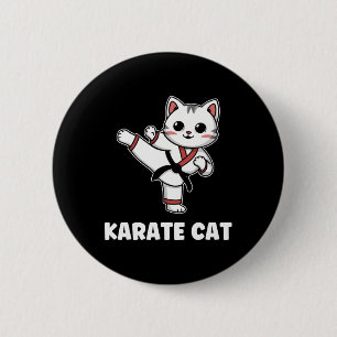 Bóton Redondo 5.08cm Karate Gata Kawaii Menina Karate