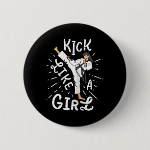 Bóton Redondo 5.08cm Karate Girls' Kick Como Um Taekwondo De Kickboxe