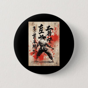 Bóton Redondo 5.08cm Karate Kyokushin Caligrafia Japonesa Artes Marciai