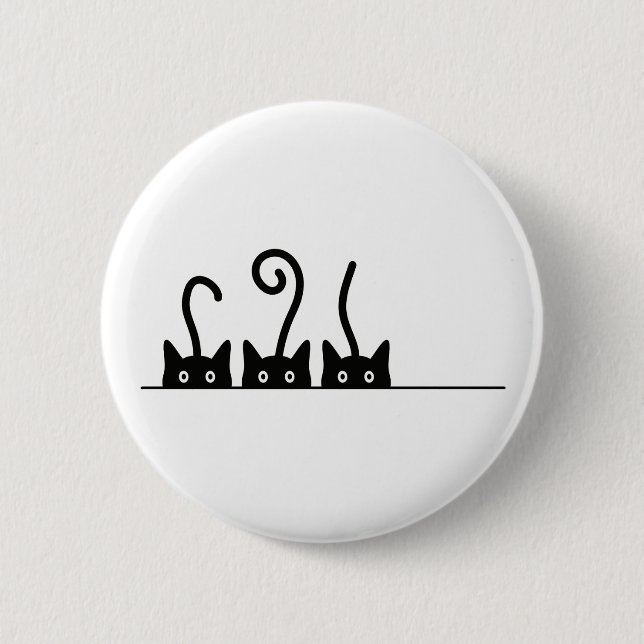 Bóton Redondo 5.08cm Kat lijn tekening. Chupa-chata. Wereld Kattendag. (Frente)