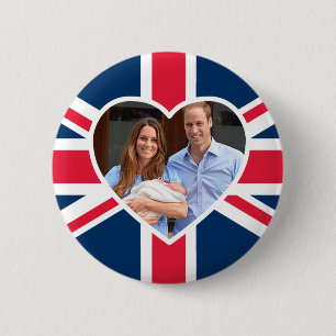 Bóton Redondo 5.08cm , Kate, príncipe George - bandeira britânica