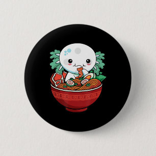 Bóton Redondo 5.08cm Kawaii Axolotl Ramen Japonês Anime Lover Teen Gir