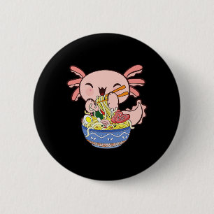 Bóton Redondo 5.08cm Kawaii Axolotl Ramen Noodles Japoneses Animes Kids