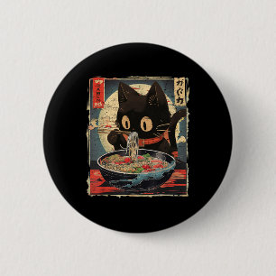 Bóton Redondo 5.08cm Kawaii Cat Comendo Ramen Noodles Vintage Japonês M