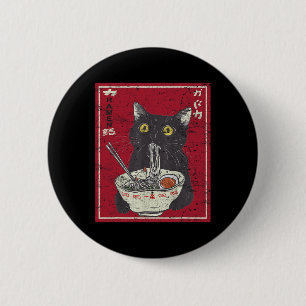 Bóton Redondo 5.08cm Kawaii Cat Ramen Japonês Comida Engraçada Animes R
