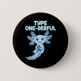 Bóton Redondo 5.08cm Kawaii Cute Axolotl Type Onelim T1d Diabetes Aw