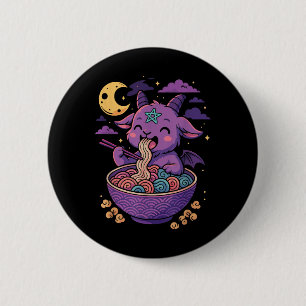 Bóton Redondo 5.08cm Kawaii Demon Ramen Noodles Goat Pentagram Pastel B