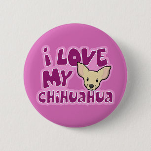 Bóton Redondo 5.08cm Kawaii eu amo minha chihuahua