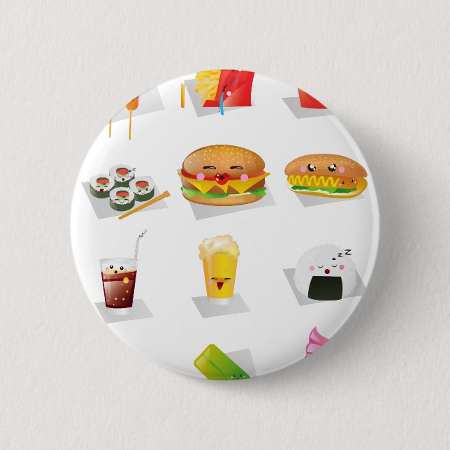 Bóton Redondo 5.08cm kawaii fast food (Frente)