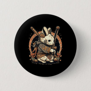 Bóton Redondo 5.08cm Kawaii Japanese Style Samurai Bunny Anime