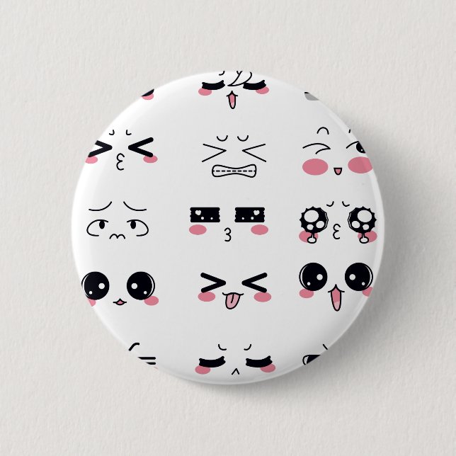 Bóton Redondo 5.08cm kawaii kaomoji (Frente)