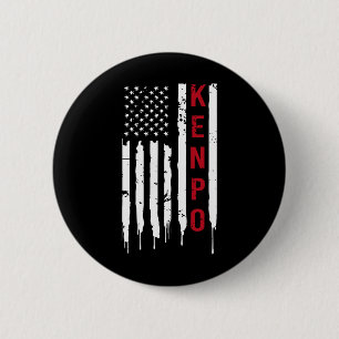 Bóton Redondo 5.08cm Kenpo Karate American Flag For Women Men