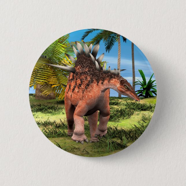 Bóton Redondo 5.08cm Kentrosaurus Dinossauro Selva Arte Pré-Histórica (Frente)