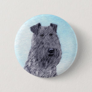 Bóton Redondo 5.08cm Kerry Blue Terrier pintando uma pintura cãozinha