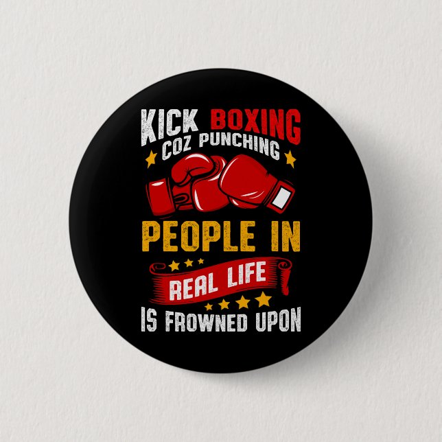 Bóton Redondo 5.08cm Kickboxing Engraçado  (Frente)