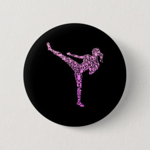 Bóton Redondo 5.08cm Kickboxing Kickboxer Karate Meninas Crianças Mulhe