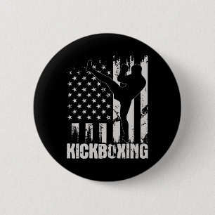 Bóton Redondo 5.08cm Kickboxing - Usa Bandeira Americana Kickboxer Comb