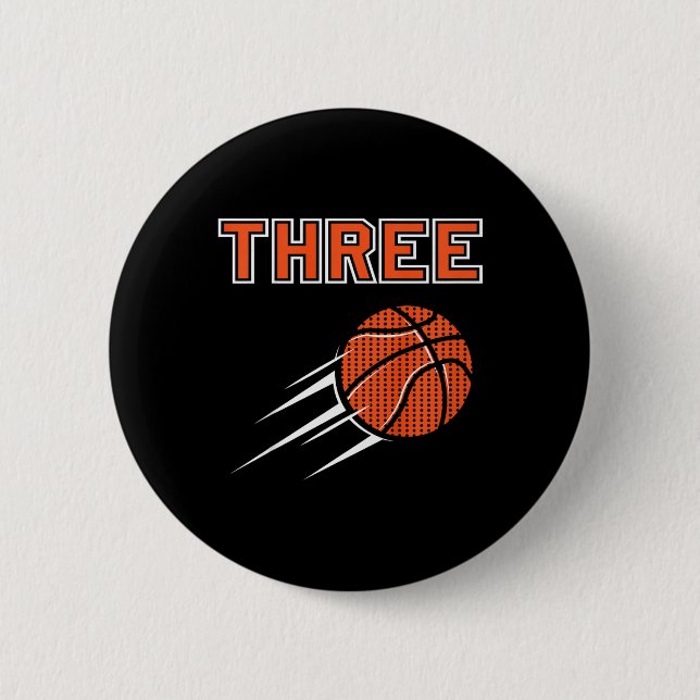 Bóton Redondo 5.08cm Kids aniversário de 3 anos Basball Party Jersey, 3 (Frente)