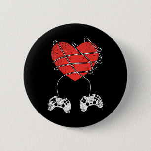 Bóton Redondo 5.08cm Kids Heart Video game Controller Dia de os namorad