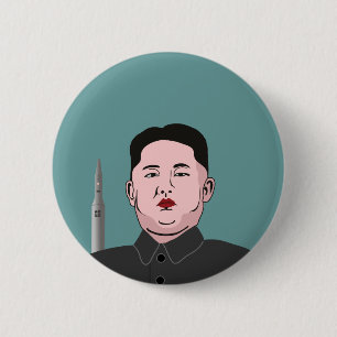 Bóton Redondo 5.08cm Kim Jong-un e Sátira de Míssil Nuclear