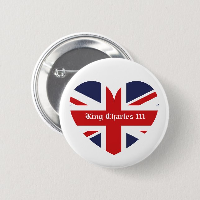 Bóton Redondo 5.08cm King Charles 111 England Flag (Frente & Verso)