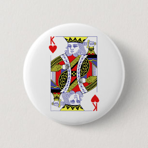 Bóton Redondo 5.08cm King Of Hearts Royal Flush Costume Halloween Playi