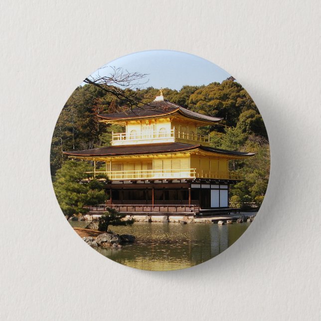 Bóton Redondo 5.08cm Kinkaku-ji 金 閣 寺 Templo do Pavilhão do Ouro (Frente)
