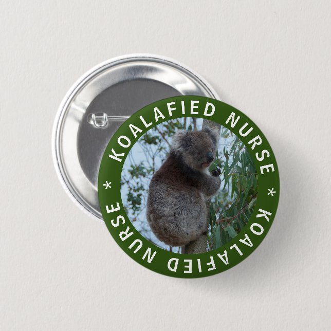 Bóton Redondo 5.08cm Koala Koalafied Qualified Nurse Cute Funny Button (Frente & Verso)