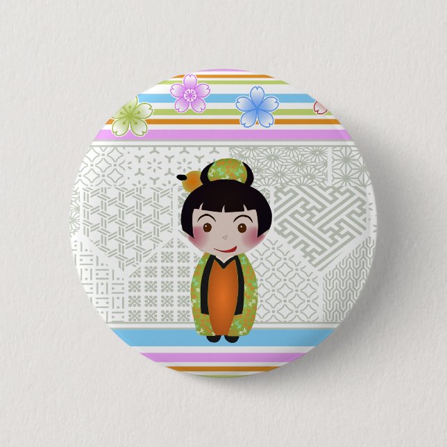 Bóton Redondo 5.08cm kokeshi noshi (Frente)