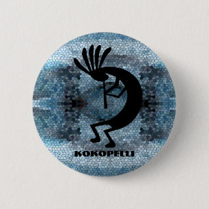 Bóton Redondo 5.08cm Kokopelli Southwest Desert Mosaico Azul