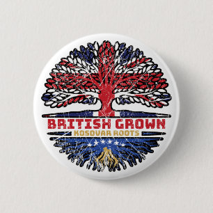 Bóton Redondo 5.08cm Kosovo Kosovar British Tree Roots Flag