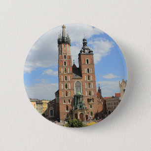 Bóton Redondo 5.08cm Krakow, igreja de Mariacki, a igreja de St Mary,