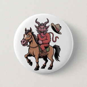 Bóton Redondo 5.08cm Krampus engraçado do Natal malvado Cowboy Western