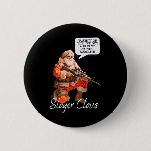 Bóton Redondo 5.08cm Kris Kringle Festivo Caça Xmas Papai Noel Camo