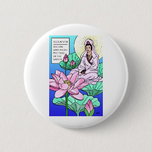 Bóton Redondo 5.08cm Kuan Yin, Quan Yin, Ouve Seus Crimes