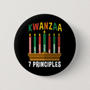 Bóton Redondo 5.08cm Kwanzaa 7 Princípios Vela Kinara Pan Africanos P