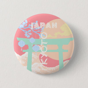 Bóton Redondo 5.08cm Kyoto Japão Pastel Viagem Art