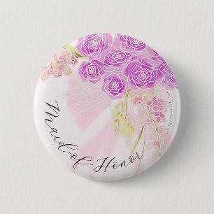 Bóton Redondo 5.08cm La Boca Vendretti em Pink Bouquet Maid-of-Honor 